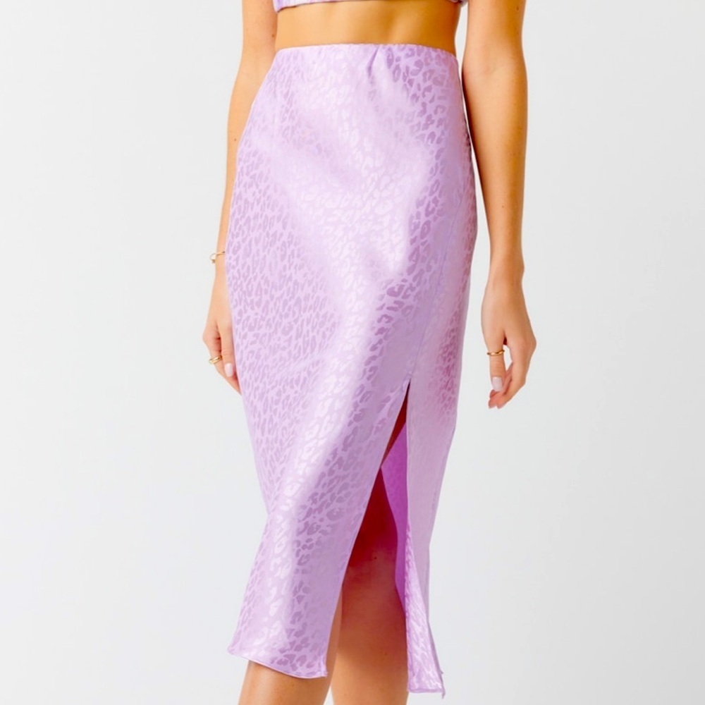 Nicki Bias Cut Leopard Print Midi Skirt